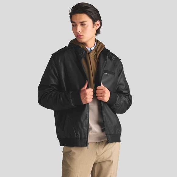 Men's Faux Leather Iconic Racer Jacket - Picture 1 of 5